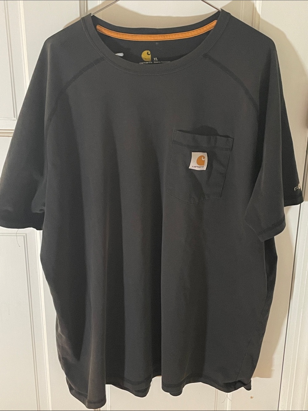 Carhartt Black Short-Sleeve Pocket Tee with Orange Trim Men’s XL